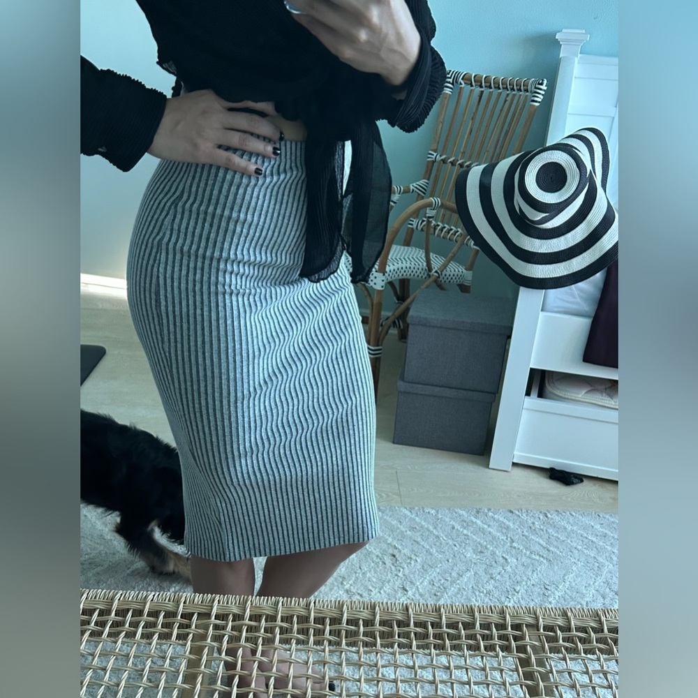 pinstripe pencil skirt
